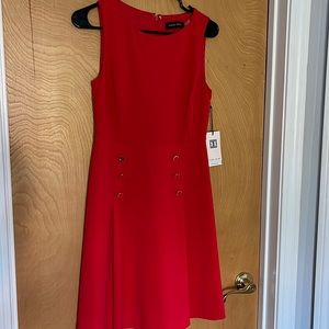 Ivanka Trump - NWT Red with gold buttons. Knee length, sleeveless  Classic!